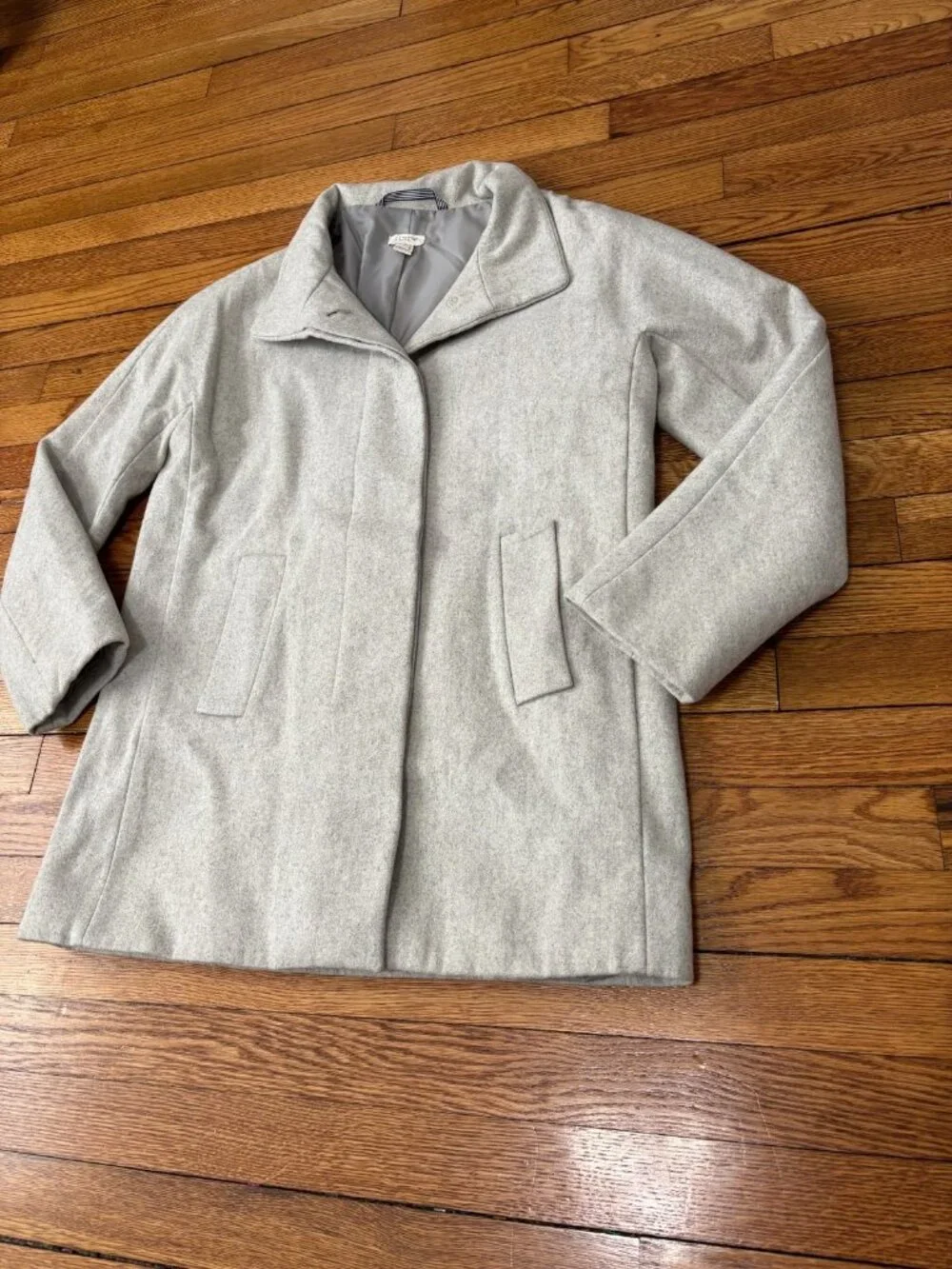 J Crew Womens Peacoat Size 10 Gray Wool Blend Button Down Collared Overcoat - Picture 2 of 7